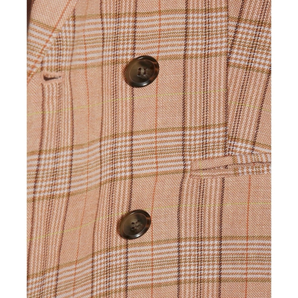 Derek Lam 10 Crosby Checked Linen Blend Tweed Blazer - Picture 4 of 5